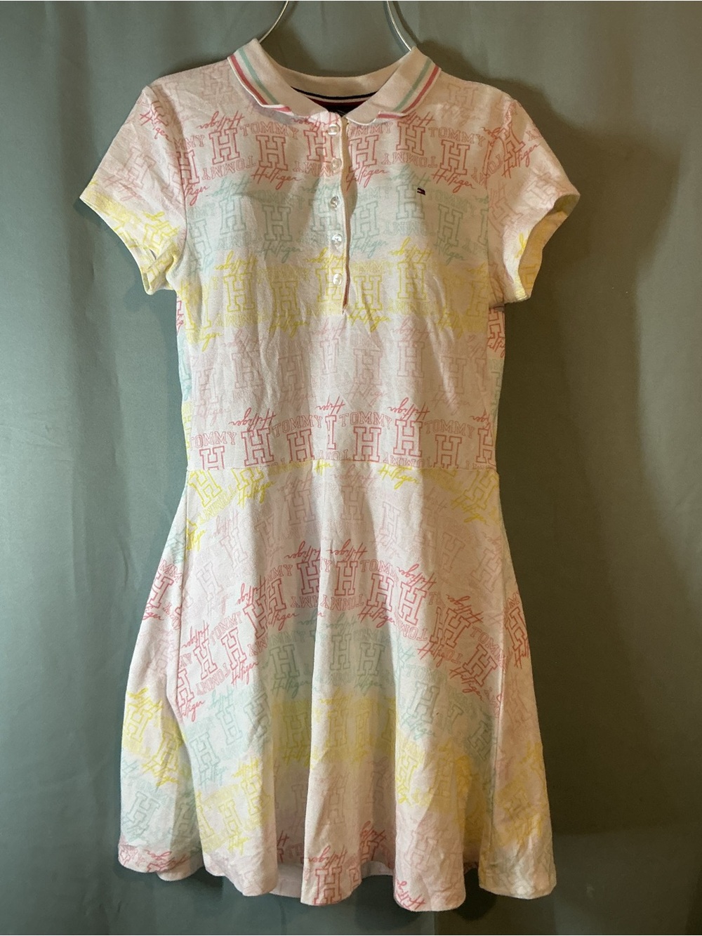 Tommy Hilfiger Girls' Pastel Logo Polo Dress - Soft Pink with Pastel Accents